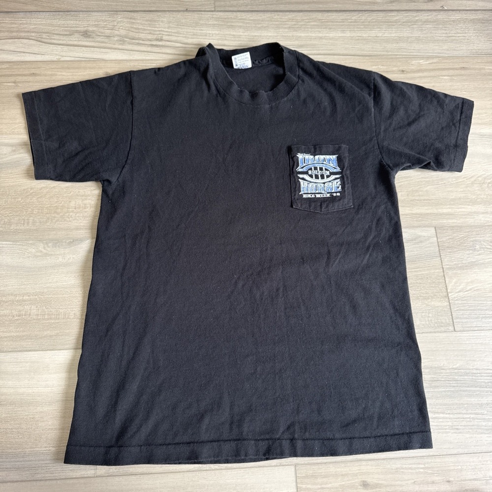 Vintage Anvil 1996 Bike Week Iron Horse Saloon Pocket T-shirt L Single Stitch
